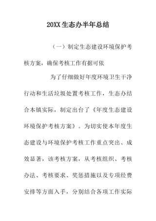 20XX生态办半年总结