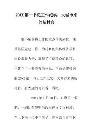 20XX第一书记工作纪实大城市来的新村官