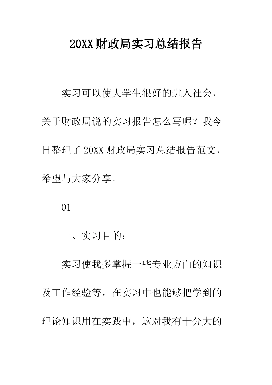20XX财政局实习总结报告_第1页