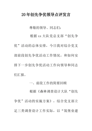 20年创先争优领导点评发言