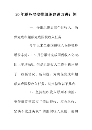 20年税务局安排组织建设改进计划