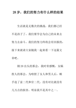 28岁-我们的努力有什么样的结果