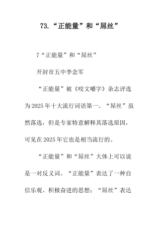 73.“正能量”和“屌丝”