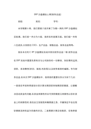 ERP沙盘模拟心得
