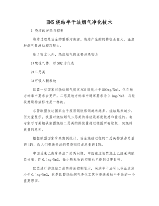 ENS烧结半干法烟气净化技术
