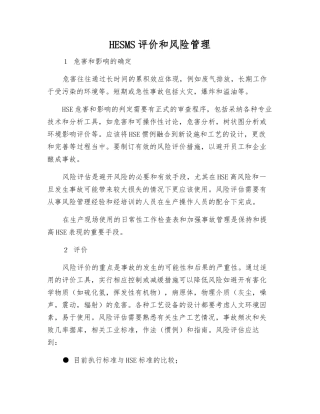 HESMS评价和风险管理