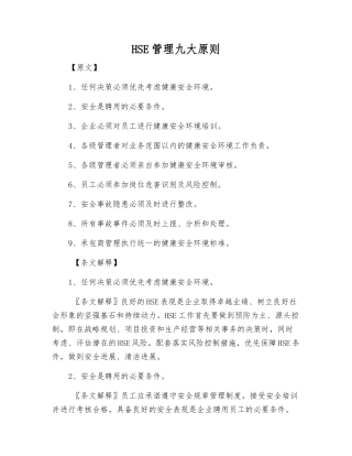 HSE管理九大原则