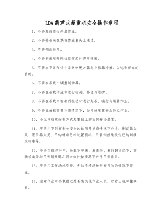LDA葫芦式超重机安全操作规程