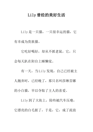 Lily曾经的美好生活