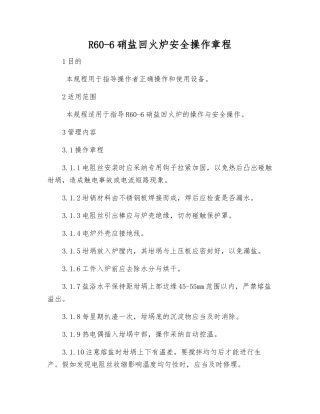R60-6硝盐回火炉安全操作规程