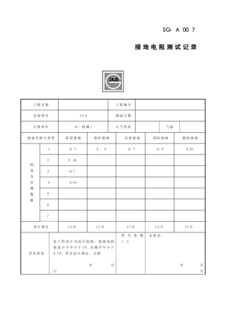 SG-A007接地电阻测试记录