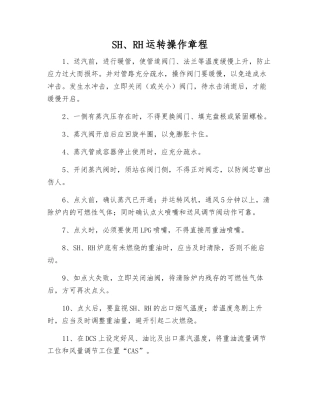 SH、RH运行操作规程