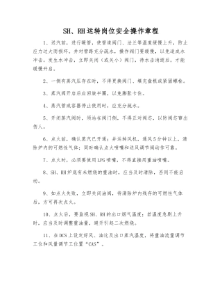SH、RH运行岗位安全操作规程