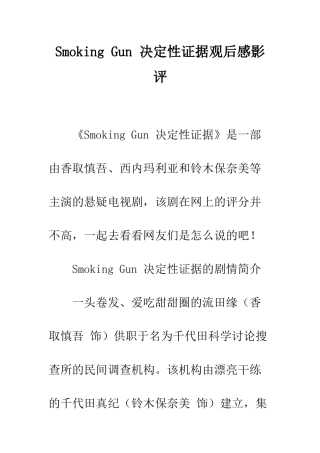 Smoking-Gun-决定性证据观后感影评