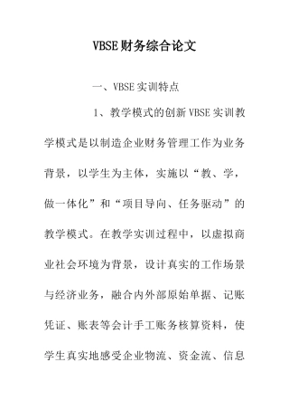 VBSE财务综合论文
