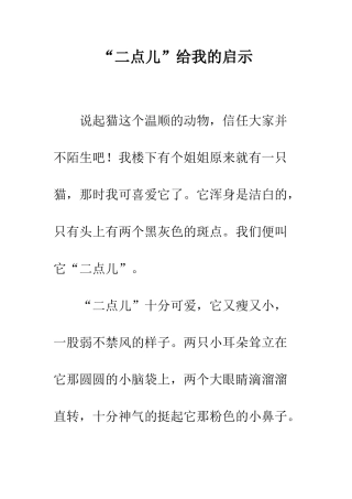 “二点儿”给我的启示