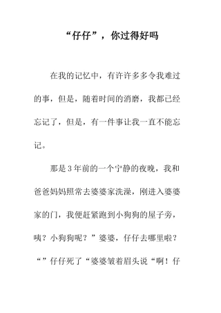 “仔仔”-你过得好吗