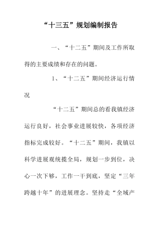 “十三五”规划编制报告