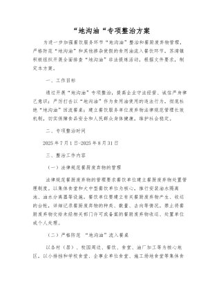 “地沟油“专项整治方案