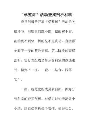 “学整树”活动查摆剖析材料