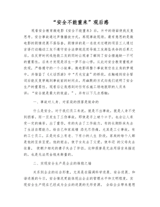 “安全不能重来”观后感