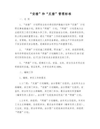 “安措”和“反措”管理标准