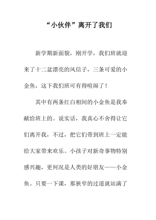 “小伙伴”离开了我们
