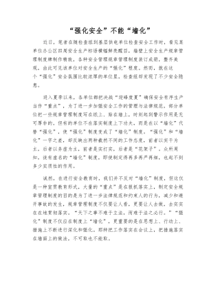 “强化安全”不能“墙化”