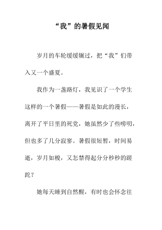 “我”的暑假见闻