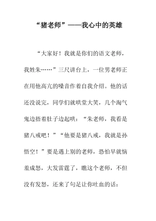 “猪老师”——我心中的英雄