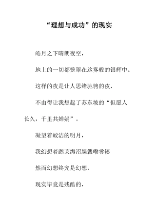 “理想与成功”的现实