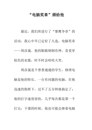 “电脑奖章”颁给他