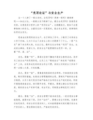 “秃顶论证”与安全生产