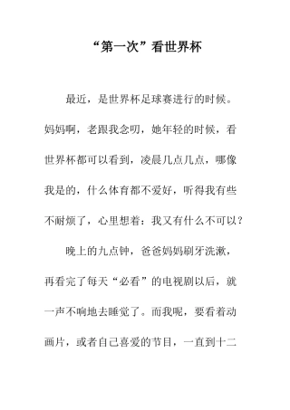 “第一次”看世界杯