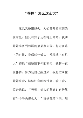 “苍蝇”怎么这么大？