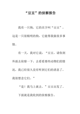 “豆豆”的侦察报告