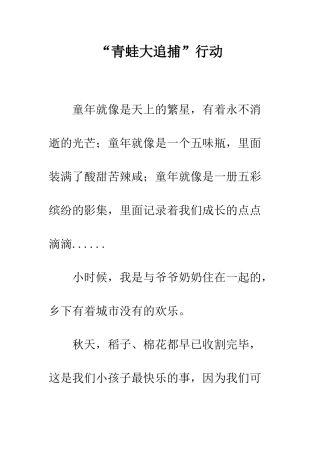 “青蛙大追捕”行动