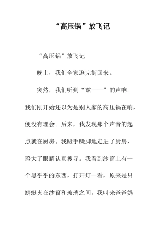 “高压锅”放飞记