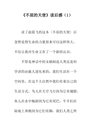 《不屈的天使》读后感(1)