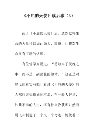 《不屈的天使》读后感(3)