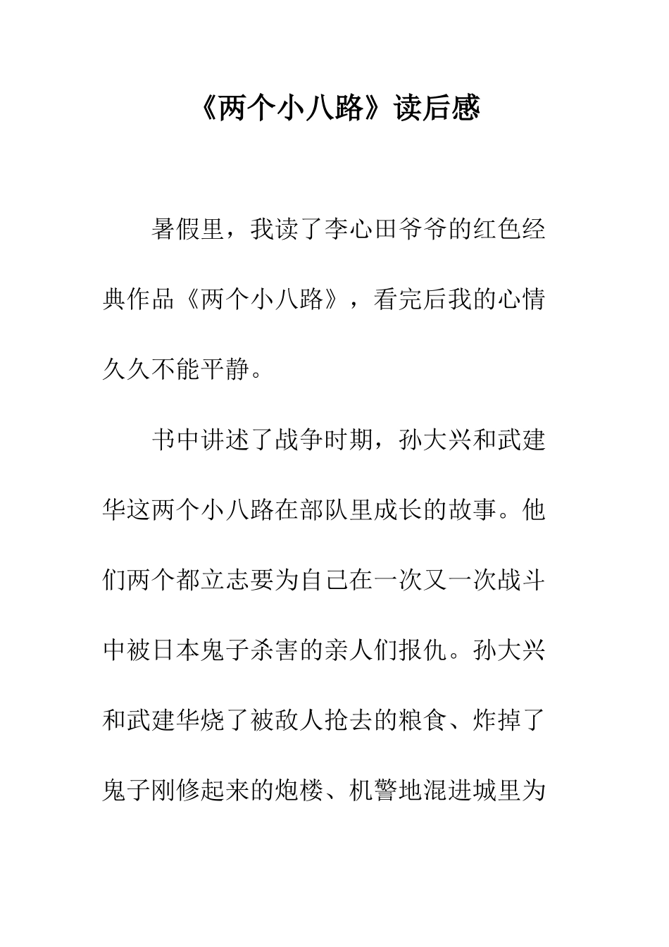 《两个小八路》读后感_第1页