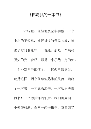 《你是我的一本书》