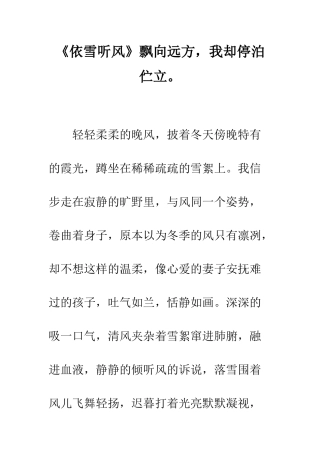 《依雪听风》飘向远方-我却停泊伫立。