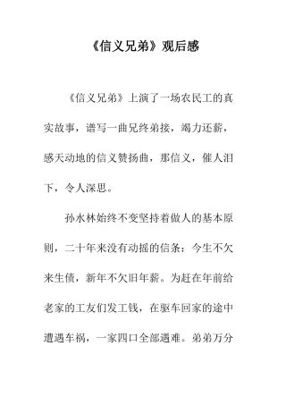 《信义兄弟》观后感