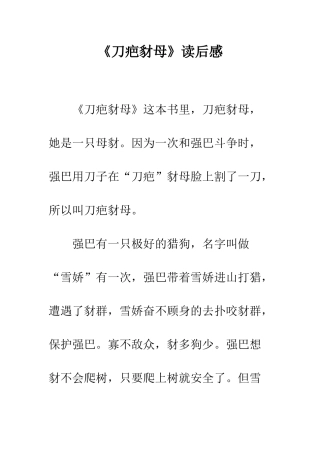 《刀疤豺母》读后感