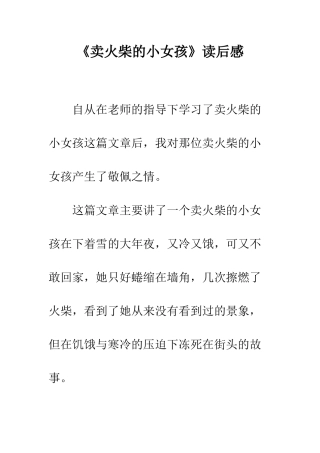 《卖火柴的小女孩》读后感-16