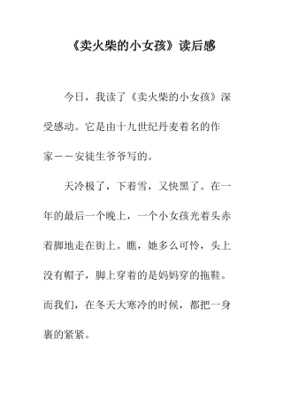 《卖火柴的小女孩》读后感-19