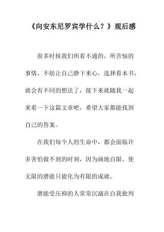 《向安东尼罗宾学什么？》观后感