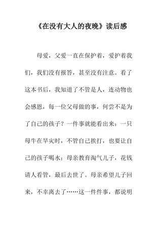 《在没有大人的夜晚》读后感
