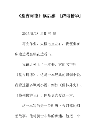 《堂吉诃德》读后感--